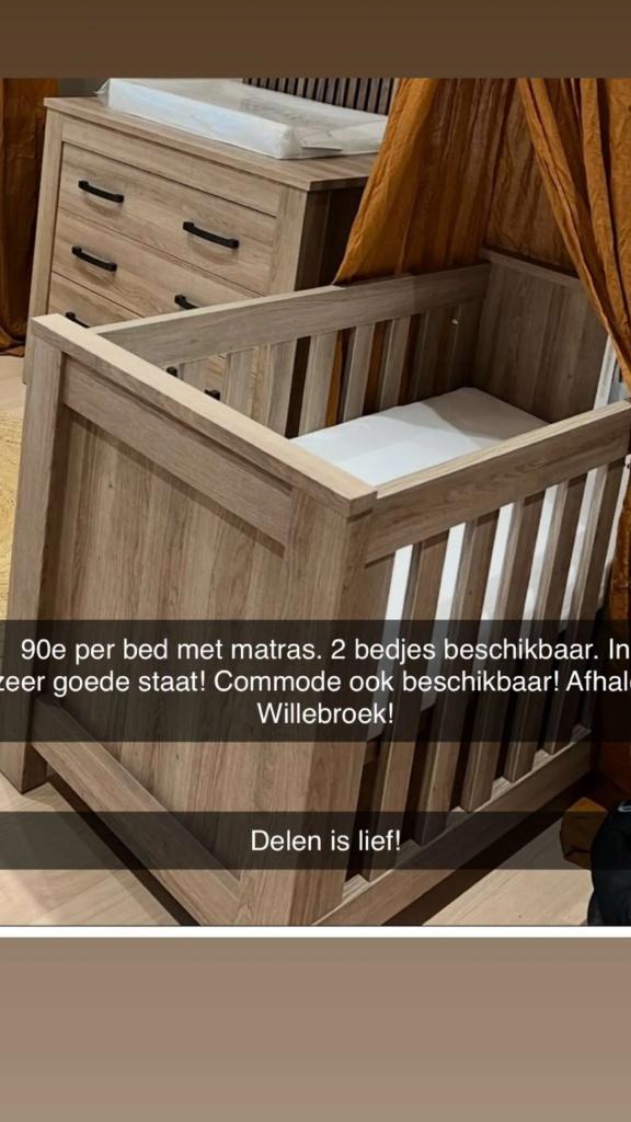 2x Babybedje + commode, Ophalen, 85 tot 100 cm, Gebruikt, Minder dan 140 cm