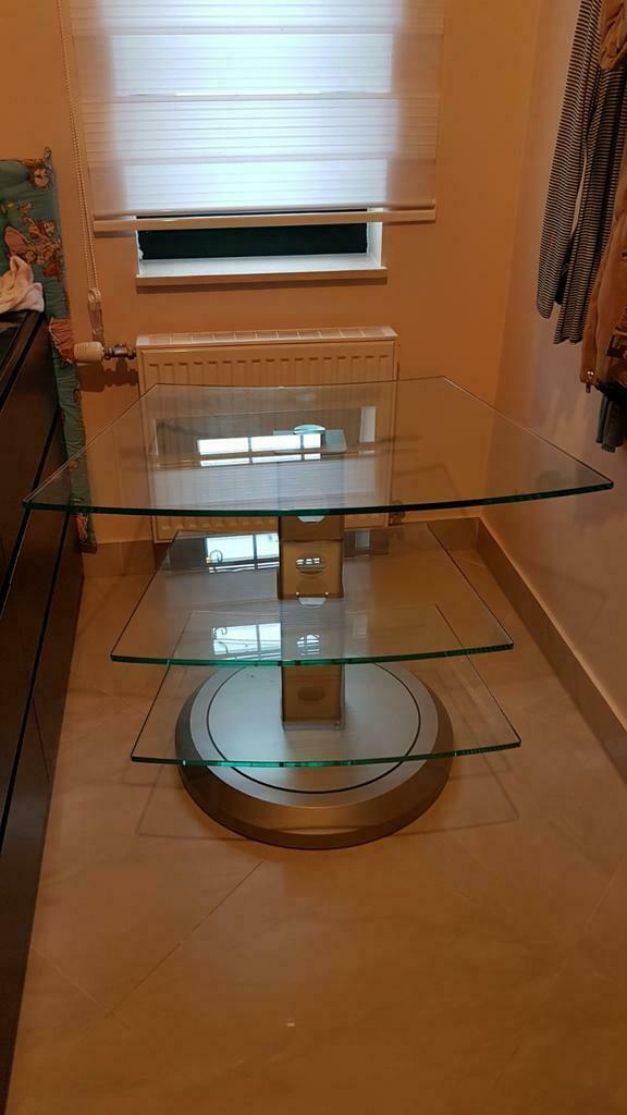 Meuble TV en métal et verre, Enlèvement, Comme neuf, Verre