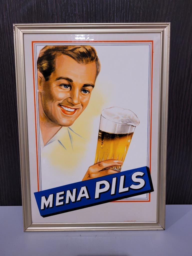 Vintage reclame ijsbier menapillen 1954, Verzamelen, Ophalen of Verzenden, Nieuw, Reclamebord