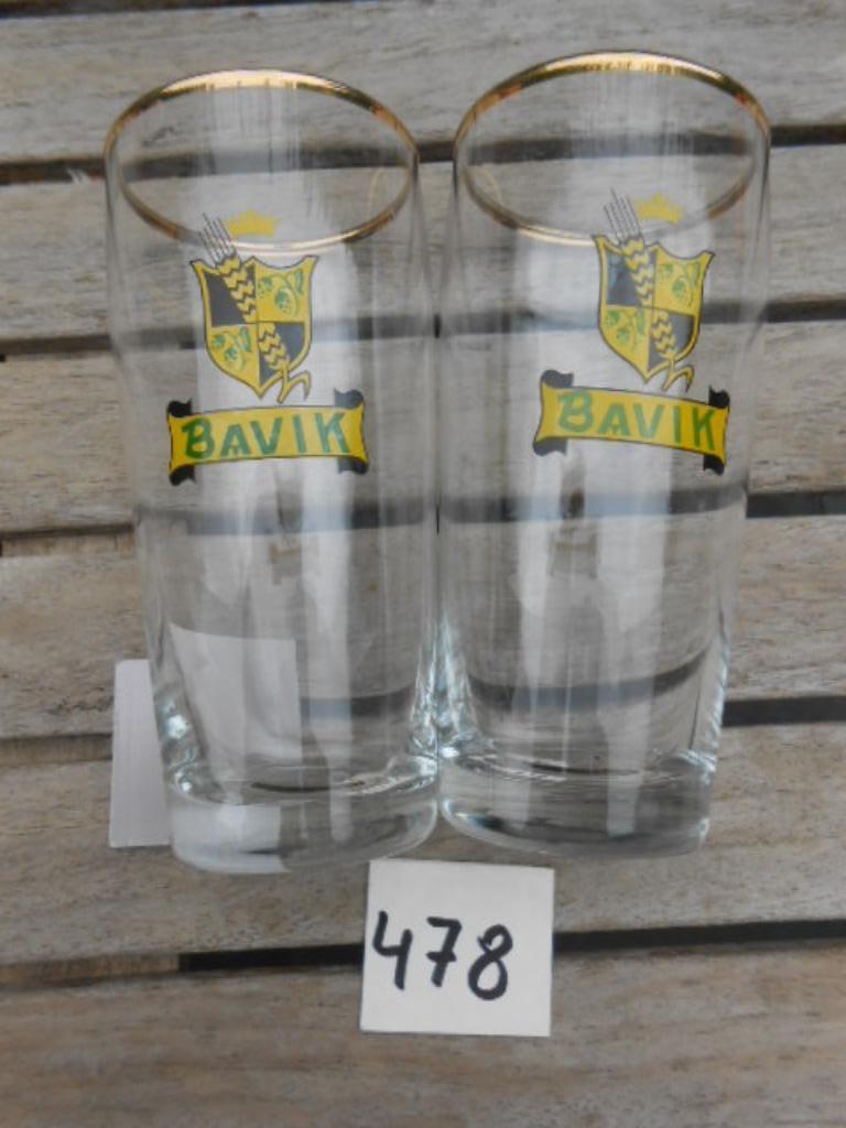 bier brouwerij glas Bavik groen geel zwart schild 2 stuks, Verzamelen, Ophalen of Verzenden, Zo goed als nieuw, Bierglas