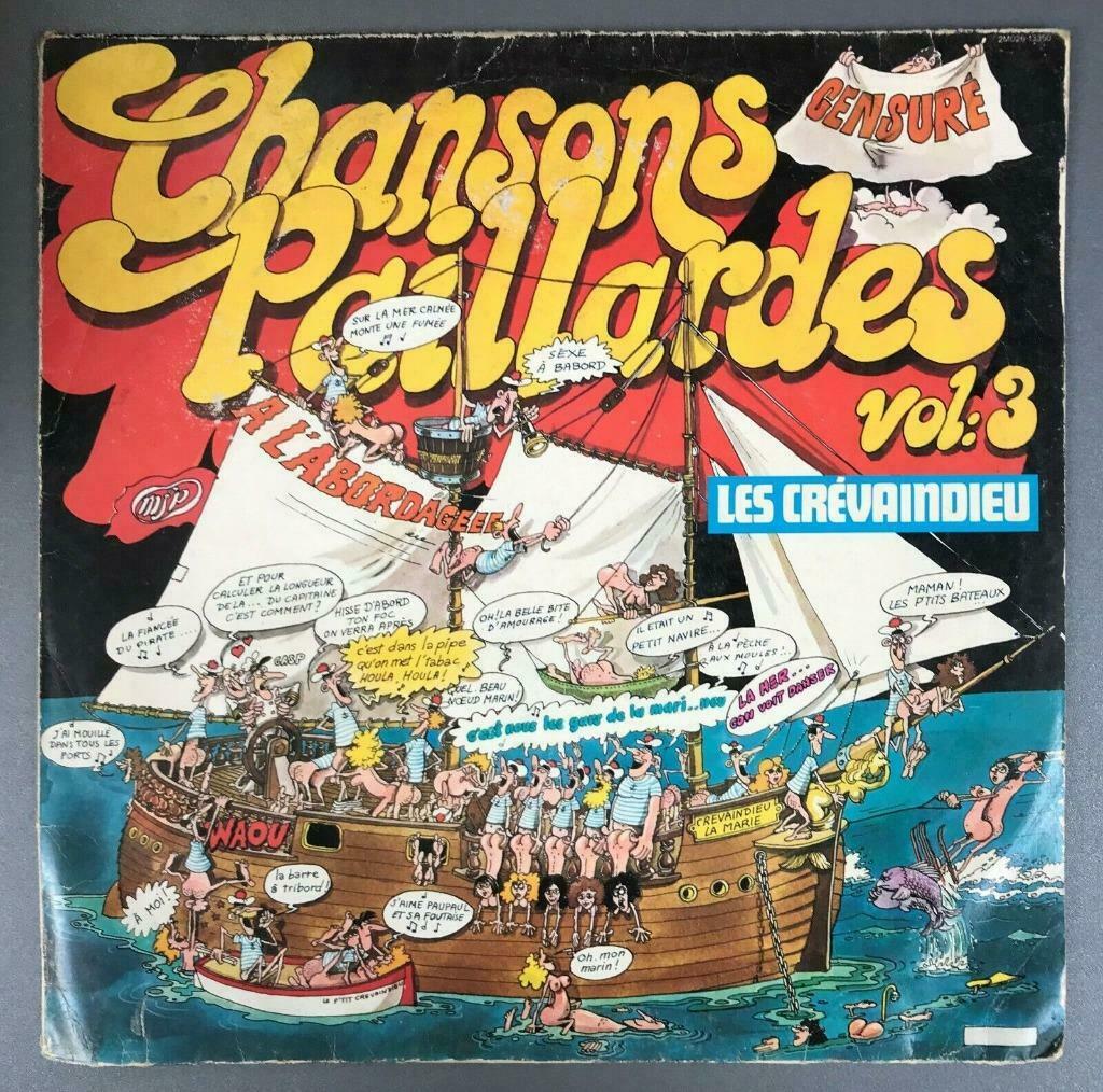 Vinyle de Chansons Paillardes Vol. 3 par les Crévaindieu, Enlèvement ou Envoi, Utilisé