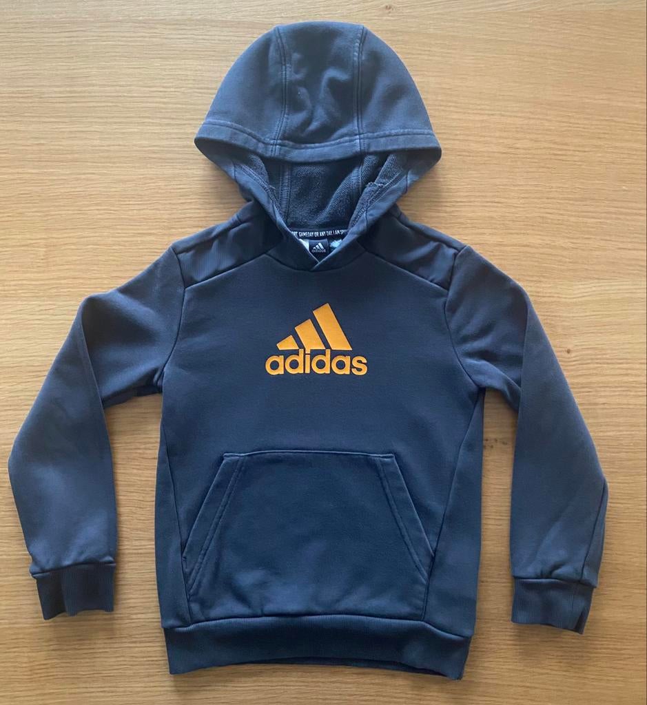Sweat à capuche gris foncé ADIDAS - 7 ans - 15€, Comme neuf, Garçon