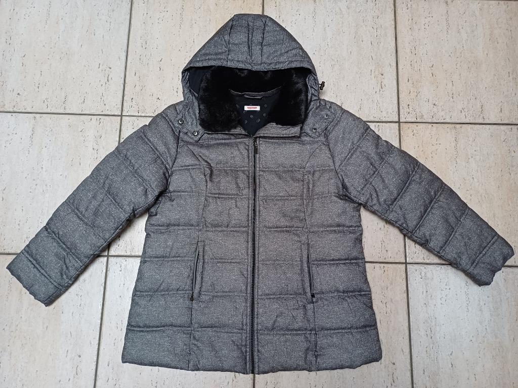 warme (thermolactyl) winterjas,  afneembare kap en bontkraag, Bruin, Maat 46/48 (XL) of groter, Ophalen of Verzenden, Zo goed als nieuw