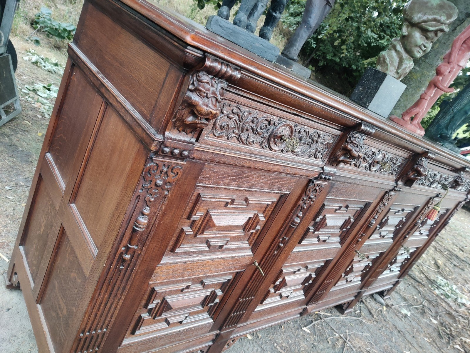 vintage eiken stevige zware dressoir, Ophalen, Met lade(s)