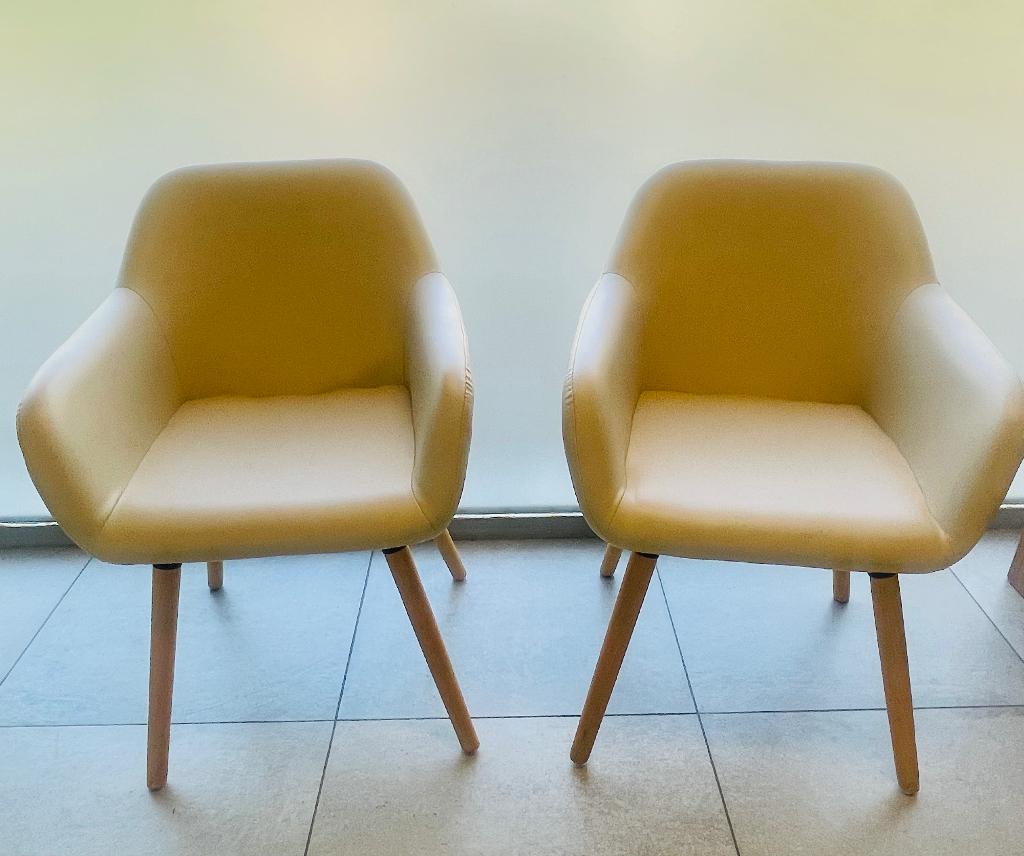 2 lederlook stoelen, Huis en Inrichting, Stoelen, Ophalen, Zo goed als nieuw, Overige kleuren, Twee