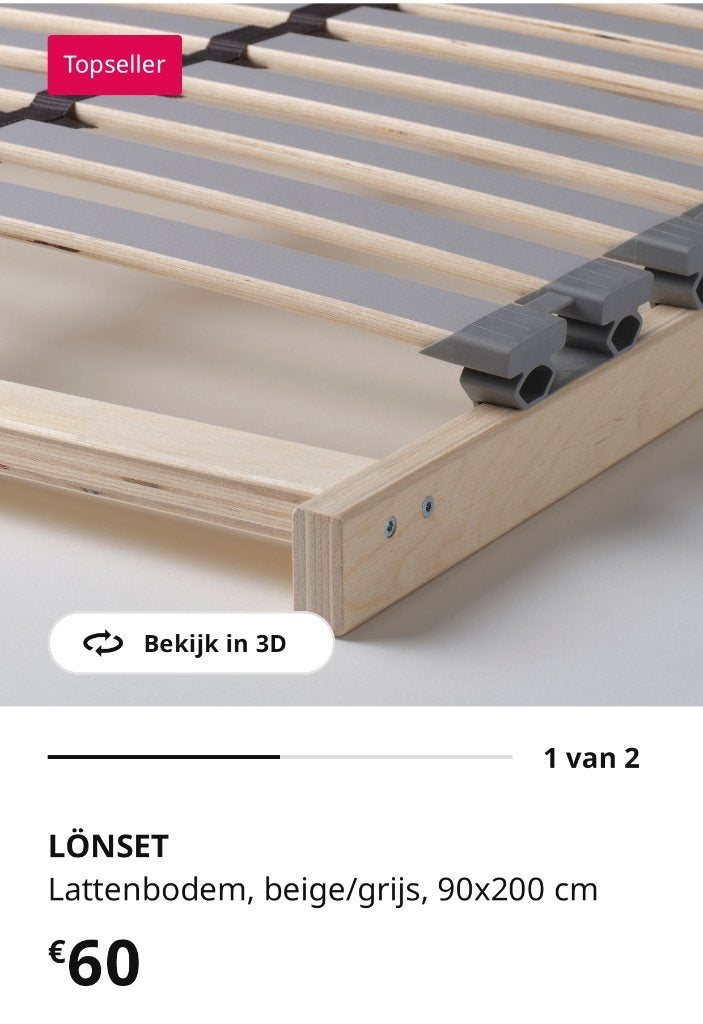 Lattenbodem 90x200 cm, Huis en Inrichting, Ophalen, 90 cm, Eenpersoons, Zo goed als nieuw