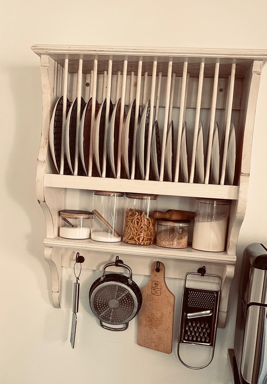 VERKOCHT  --- houten borden rek, Ophalen, Hout, Beige, Gebruikt