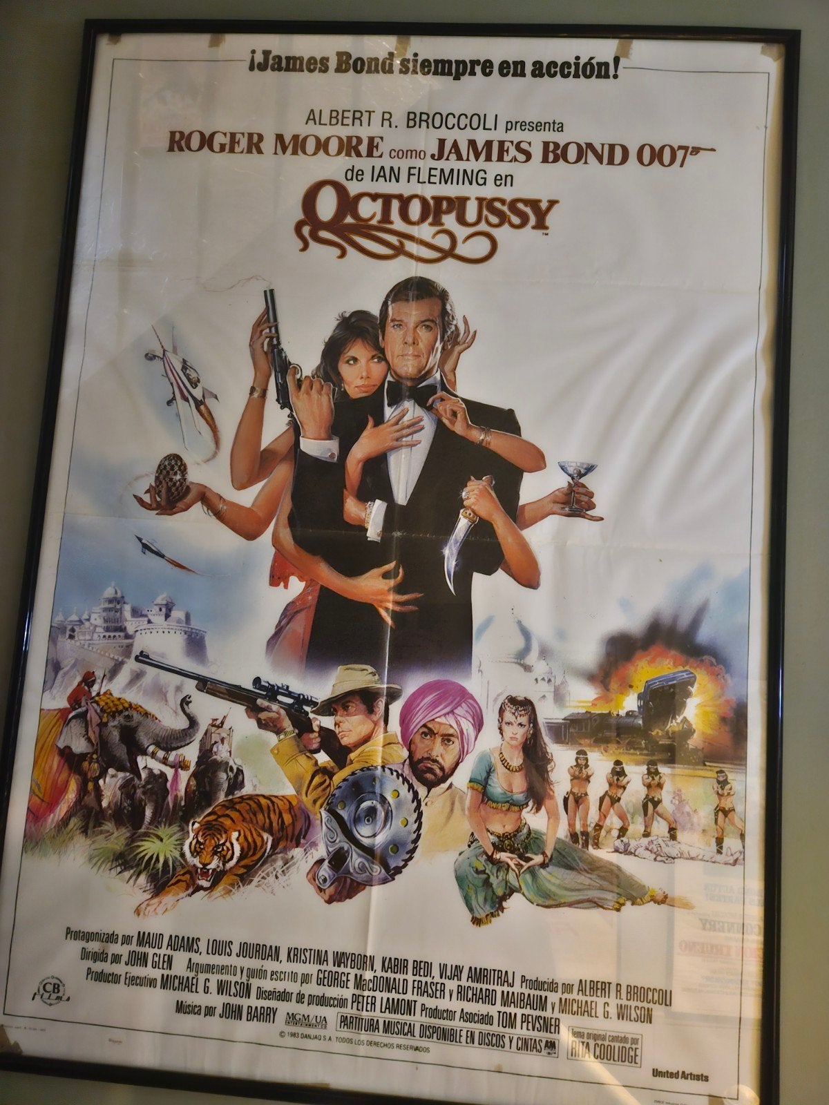 3 originele cinemaposters James bond Spaans, ingelijst, Verzamelen, Ophalen, Gebruikt