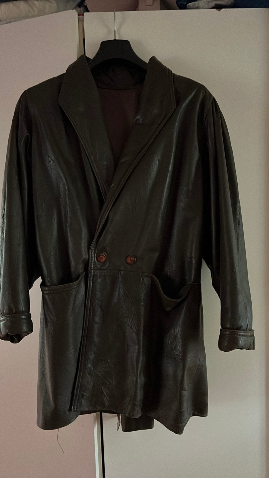 Lederen mantel maat 46, Kleding | Dames, Jassen | Winter, Ophalen, Gedragen, Maat 46/48 (XL) of groter, Bruin
