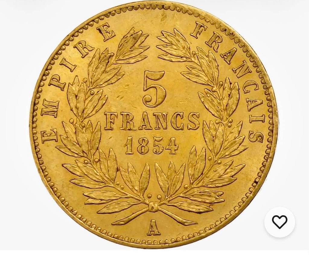 France, Napoléon III, 5 francs 1854, tranche lisse, Postzegels en Munten, Ophalen, Frankrijk