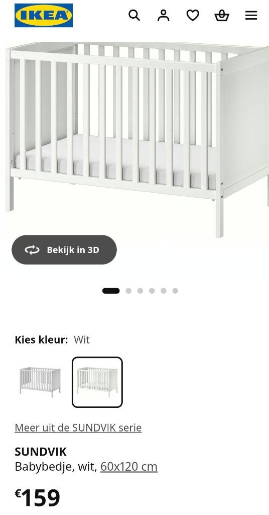 IKEA baby bed, Enlèvement ou Envoi, Moins de 70 cm, Lit mezzanine ou Lit superposé, Utilisé