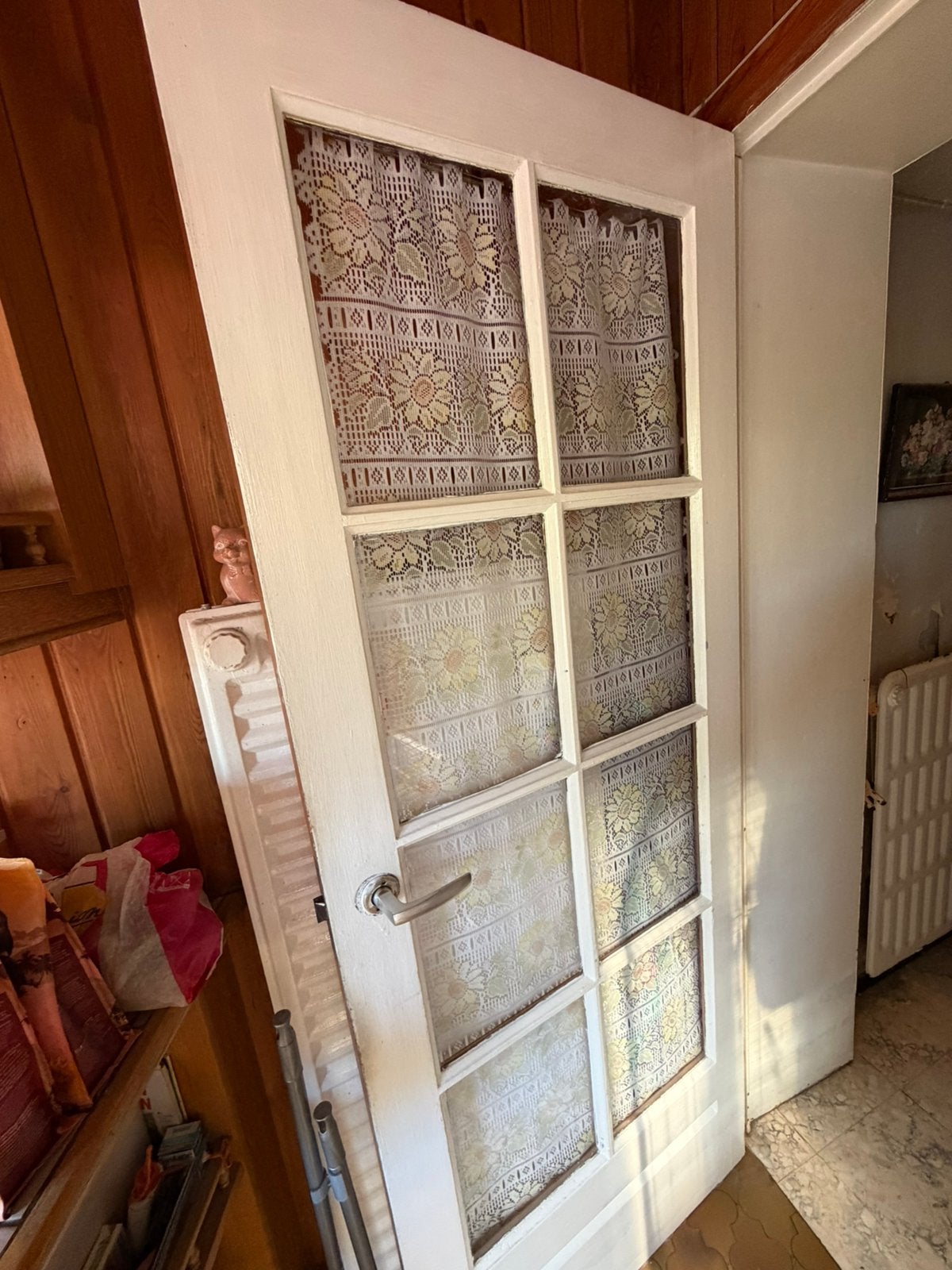 Porte intérieur ancienne en bois et vitrée, Ophalen, Zo goed als nieuw, Hout
