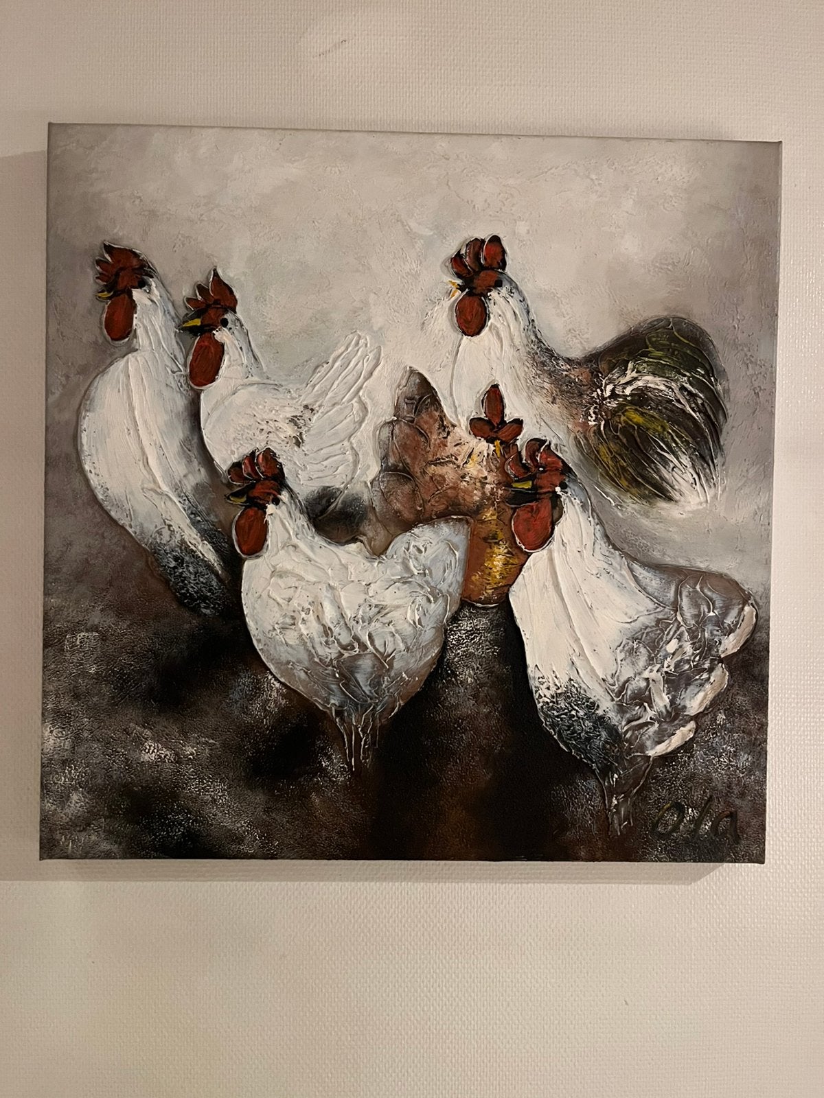Schilderij met kippen, Ophalen