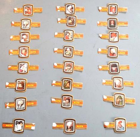 24 bagues de cigare alto  peinture portrait personnages, Enlèvement ou Envoi, Utilisé, Bagues de cigare