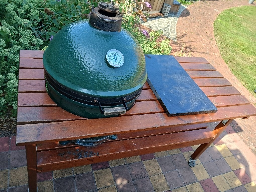 Big Green Egg Large BBQ met tafel en accessoires, Tuin en Terras, Ophalen, Gebruikt, Big Green Egg, Met accessoires