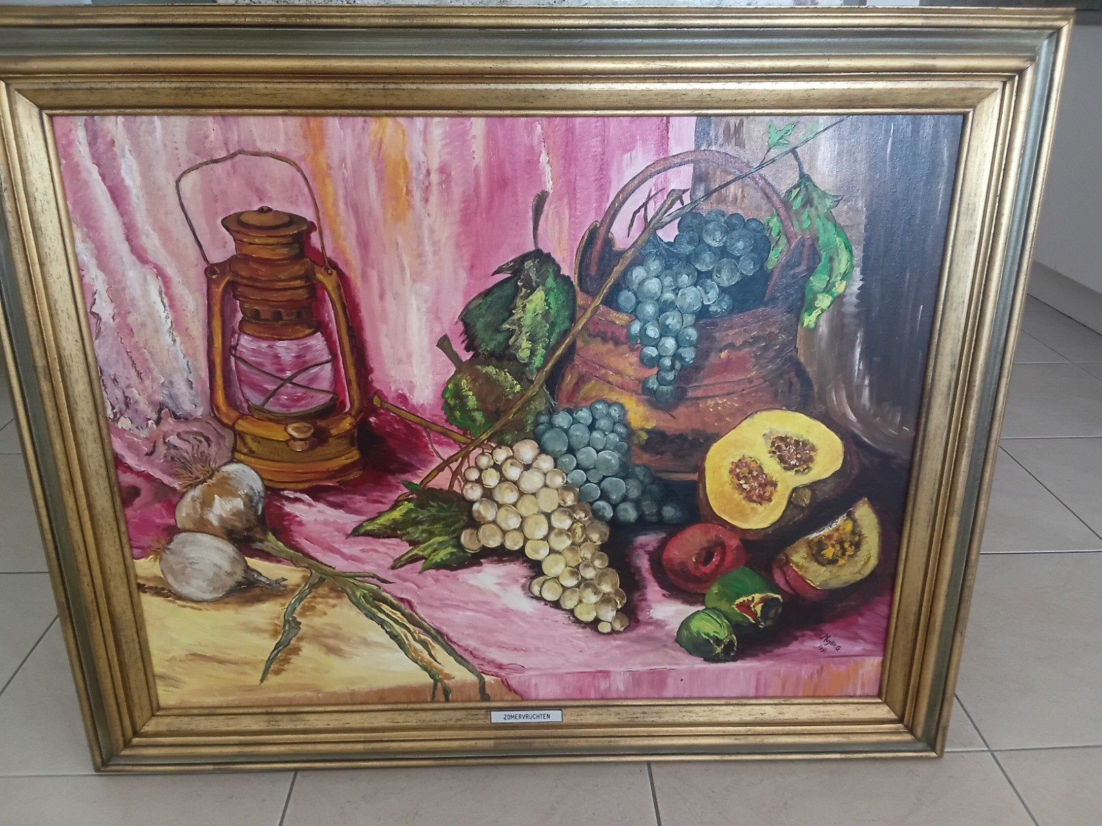 schilderij zomervruchten, Ophalen, Gesigneerd, Overige onderwerpen