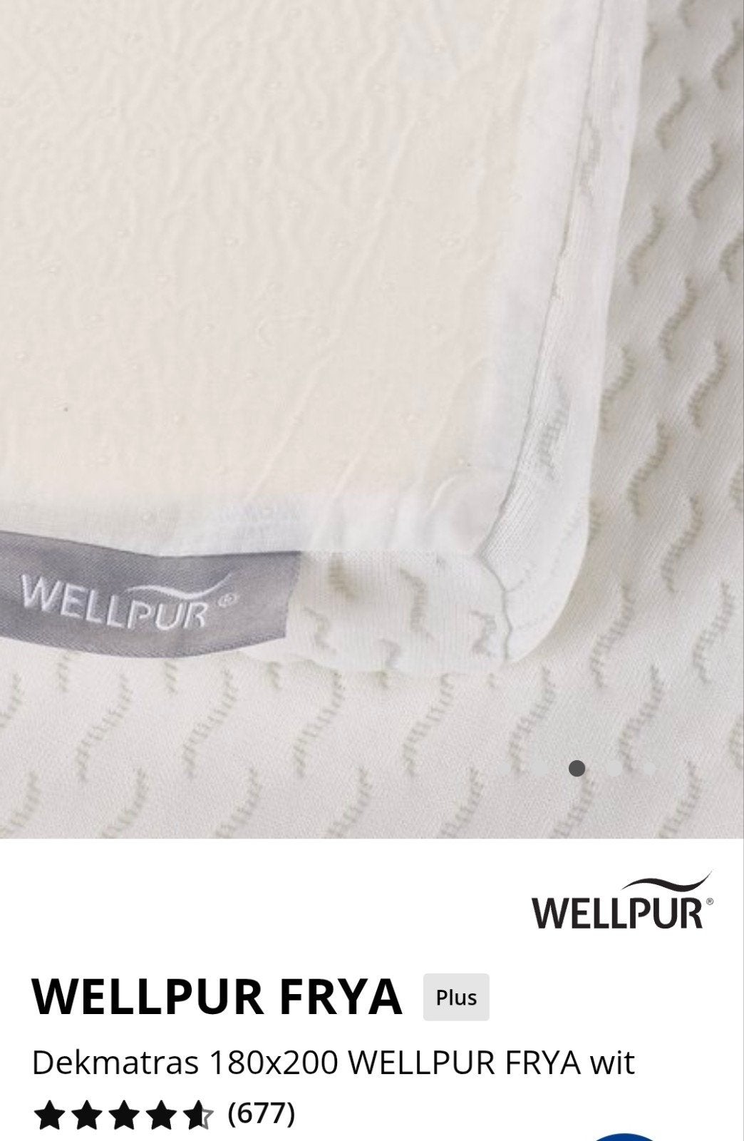 Dekmatras wellpur freya jysk 180x200, Ophalen, Nieuw, Tweepersoons