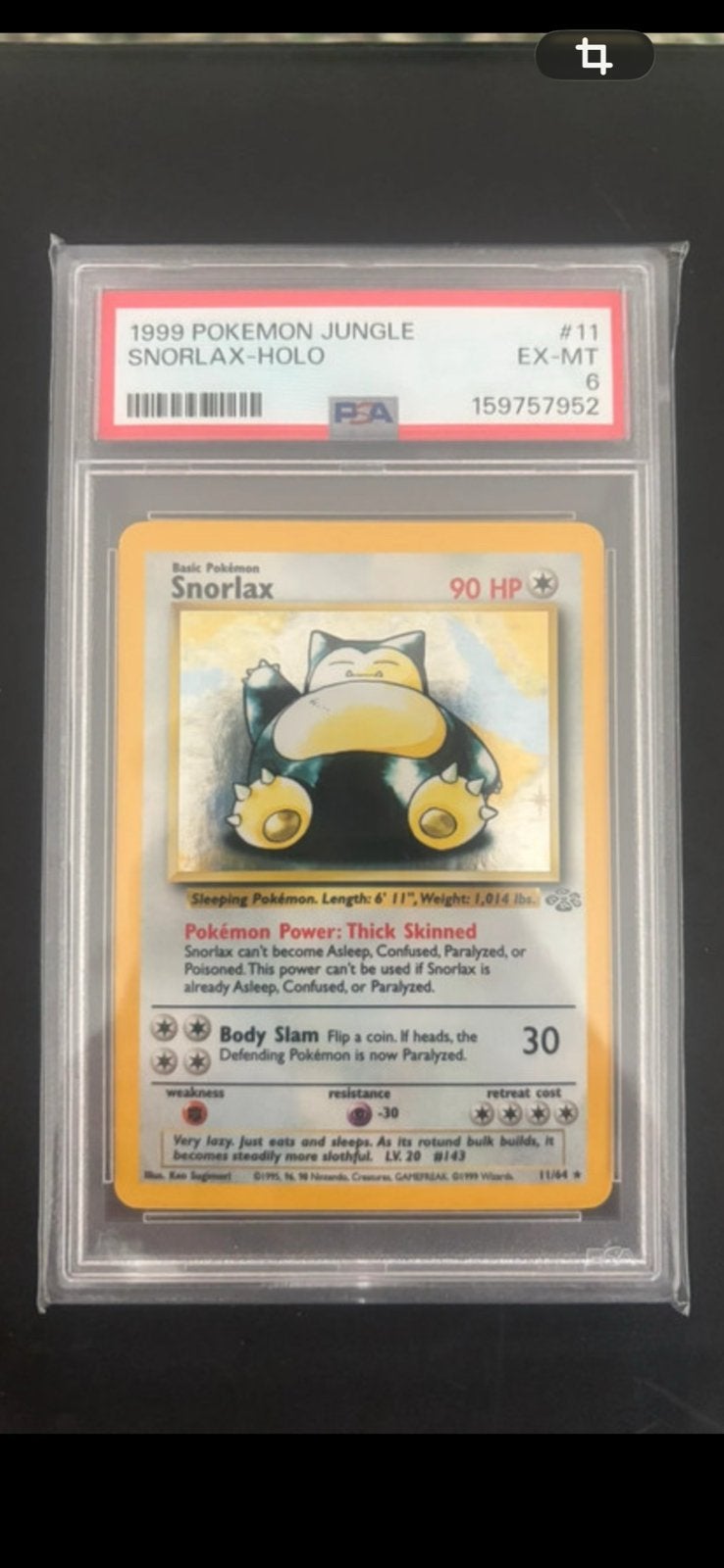 Snorlax psa 6, Verzenden, Zo goed als nieuw, Losse kaart, Foil