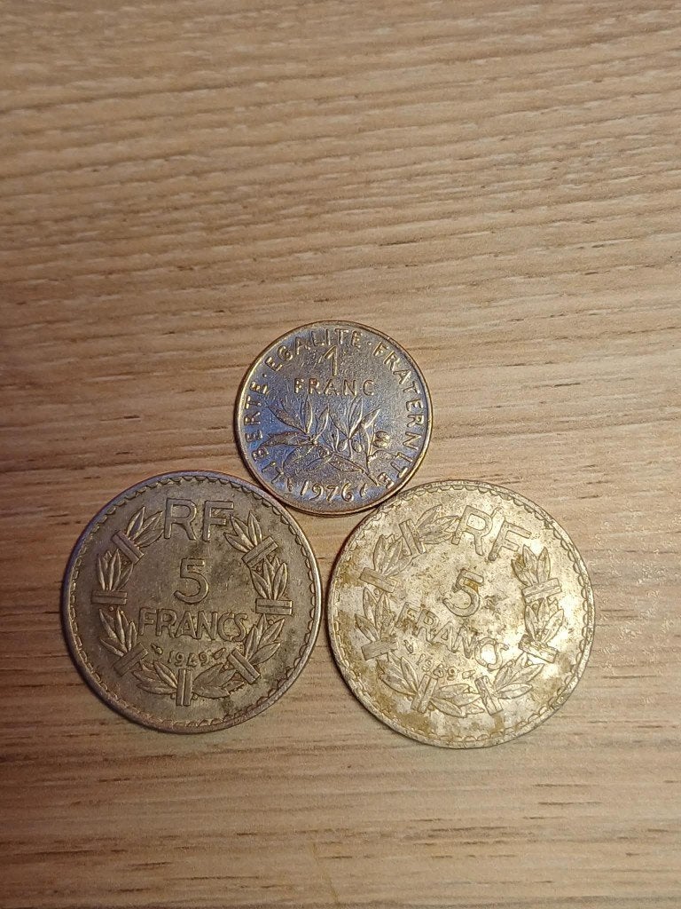 Lot de 3 pièces de monnaie anciennes françaises, Envoi, France, Monnaie en vrac