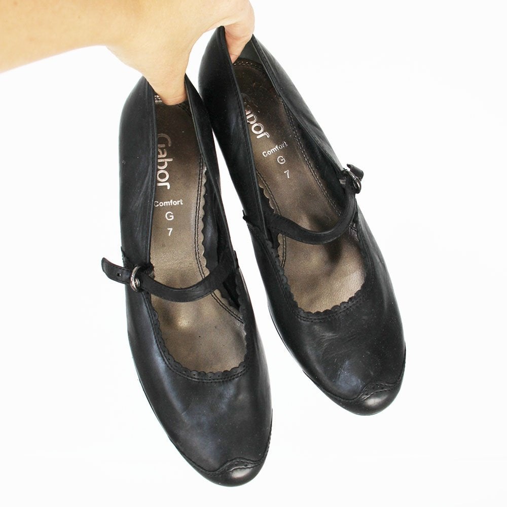 Escarpins en cuir Gabor Comfort - s5 (taille 7G/40½) €60, -, Enlèvement ou Envoi, Comme neuf, Noir, Gabor