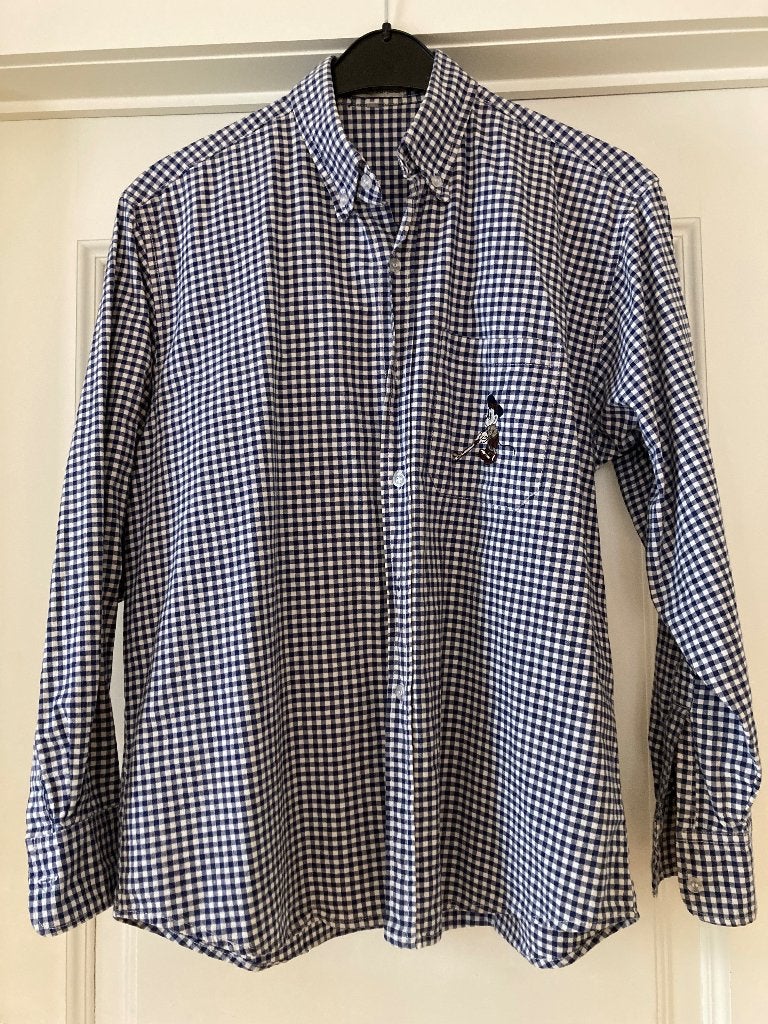 Blauw ruitjes hemd van Donaldson, Tour de cou 39/40 (M), Enlèvement ou Envoi, Comme neuf, Bleu