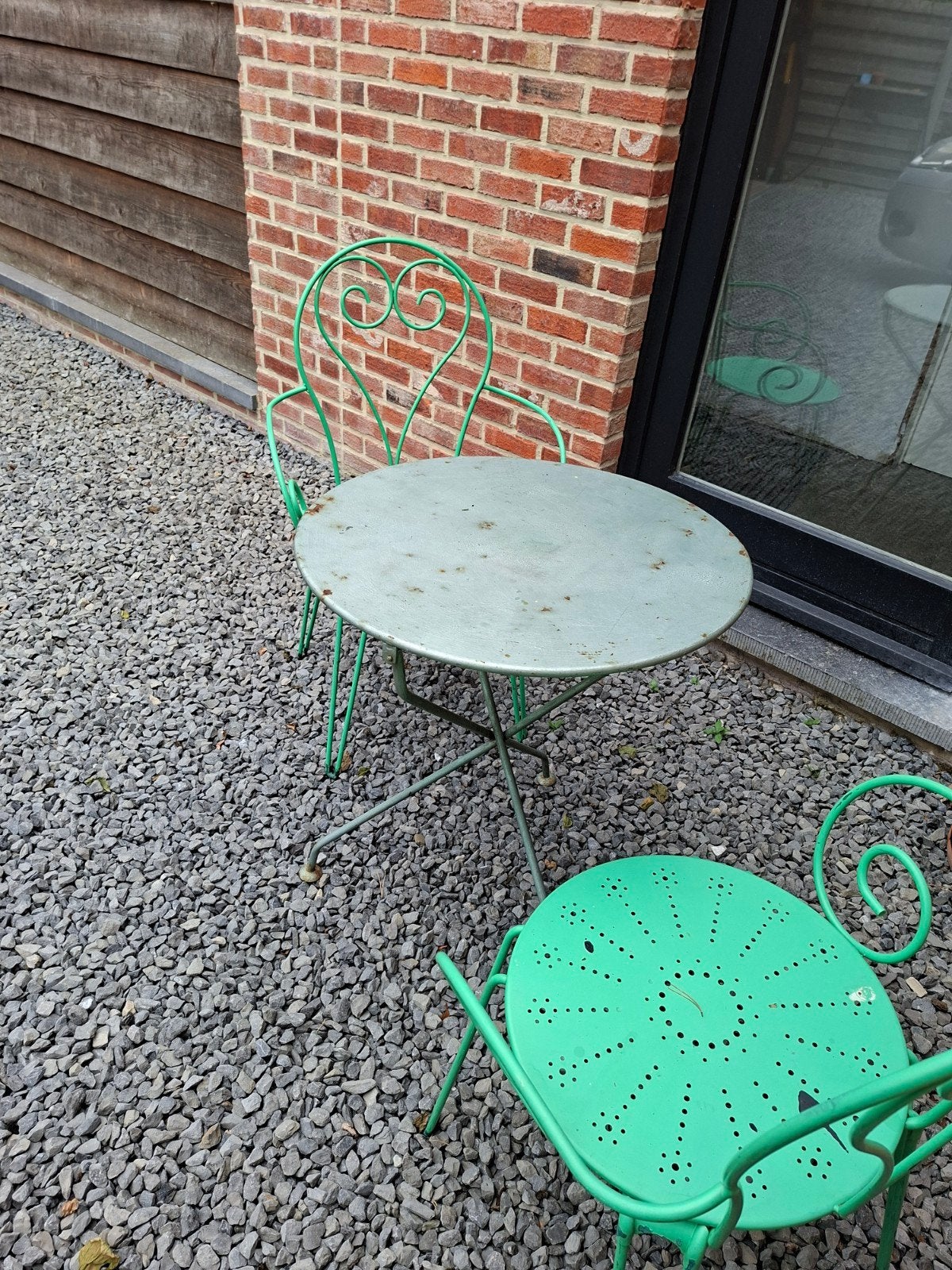 Bistro setje, Tuin en Terras, Gebruikt, Bijzettafel, Tuinset, Ophalen