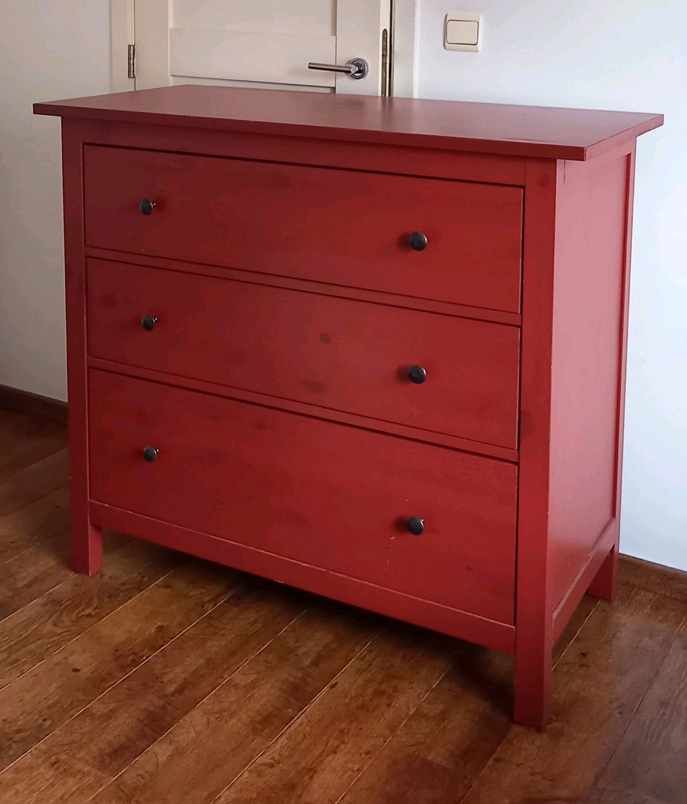 Commode en Pin massif (rouge), 3 ou 4 tiroirs, 25 à 50 cm, Moins de 100 cm, 100 à 150 cm