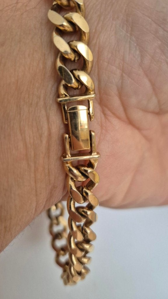 Chique 👍 Armband gouden kleur - 38 gram -23,5 cm lang =>, Handtassen en Accessoires, Armbanden, Ophalen, Nieuw, Goud, Overige materialen