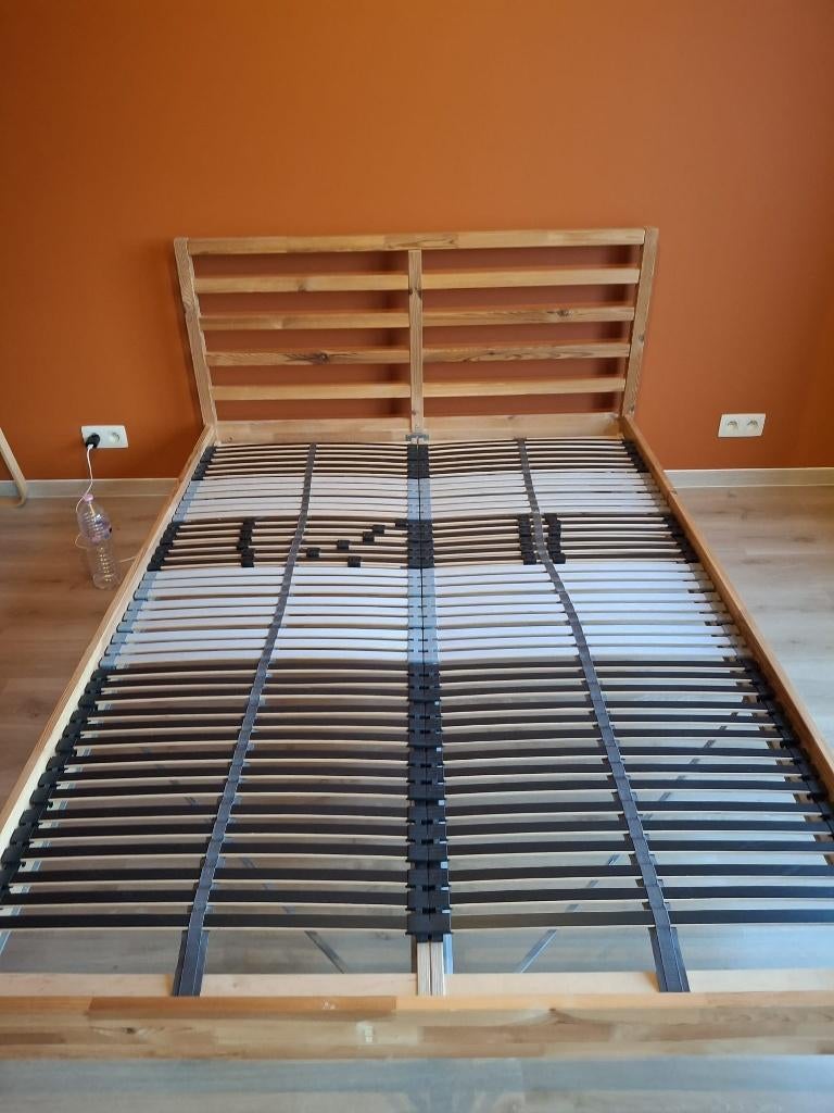 2-persoonsbed 140 x 200 IKEA TARVA met 2 Lönset lattenbodems, Huis en Inrichting, Ophalen, Gebruikt, Beige, 140 cm