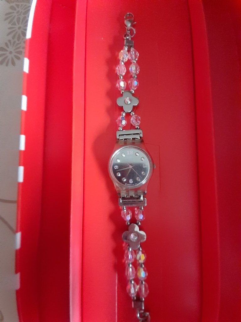 Swatch sieradenhorloge, Handtassen en Accessoires, Ophalen, Polshorloge, Zo goed als nieuw, Overige materialen