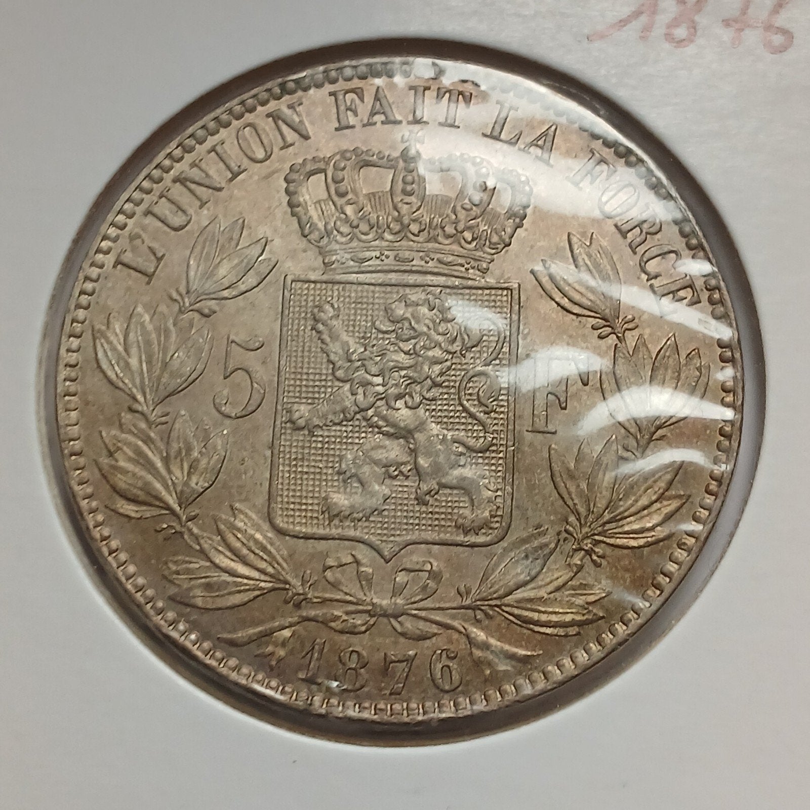 5 francs 1876, Postzegels en Munten, Munten | België, Ophalen of Verzenden, Zilver, Zilver