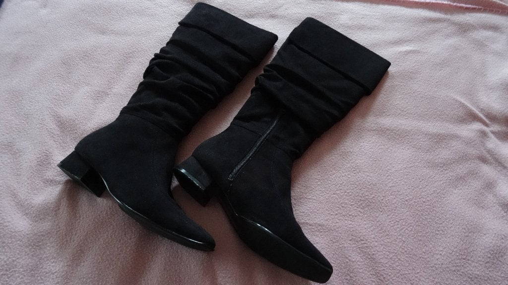 BOTTES HAUTES PT38 EN CUIR SUÉDÉ MARRON FONCÉ, Enlèvement ou Envoi, Comme neuf, Brun, Bottes hautes