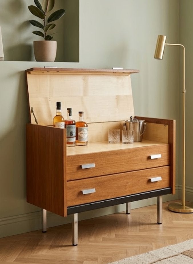 Vintage ladekast van teak en beuken, Zweden 1960, Ophalen