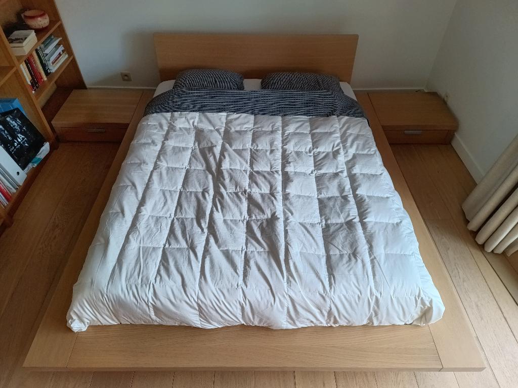 Eik fineer bed frame 160x200, Huis en Inrichting, Ophalen, Gebruikt, Bruin, Tweepersoons