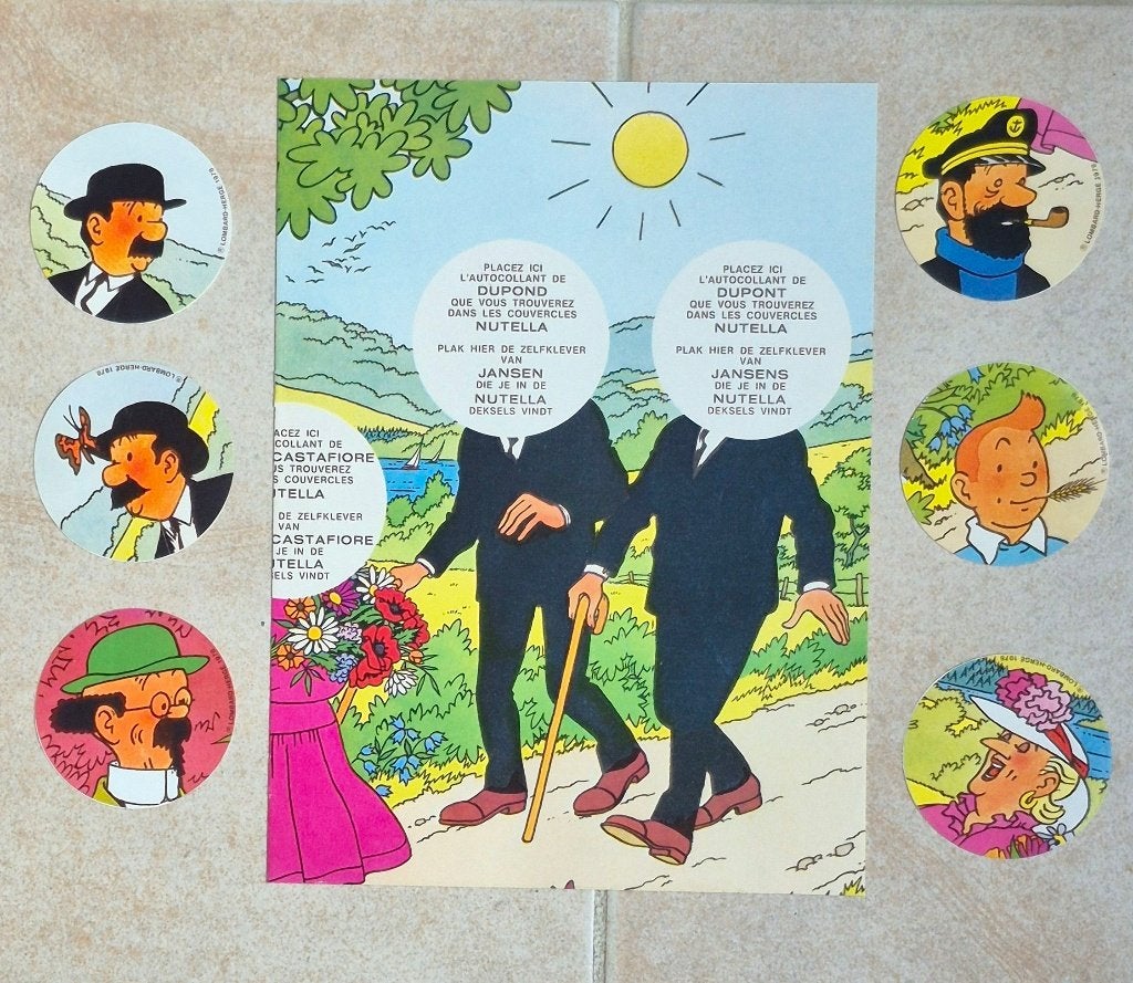 Nutella Kuifje stickers compleet + poster 1978 Lombard, Verzamelen, Ophalen of Verzenden, Kuifje, Zo goed als nieuw, Plaatje, Poster of Sticker