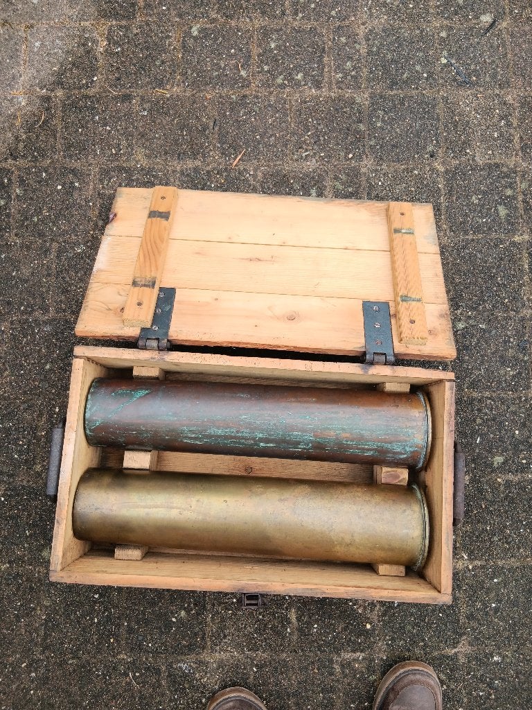 Duitse Munitiekist hulzen 105mm WO1, Verzamelen, Militaria | Algemeen, Ophalen of Verzenden