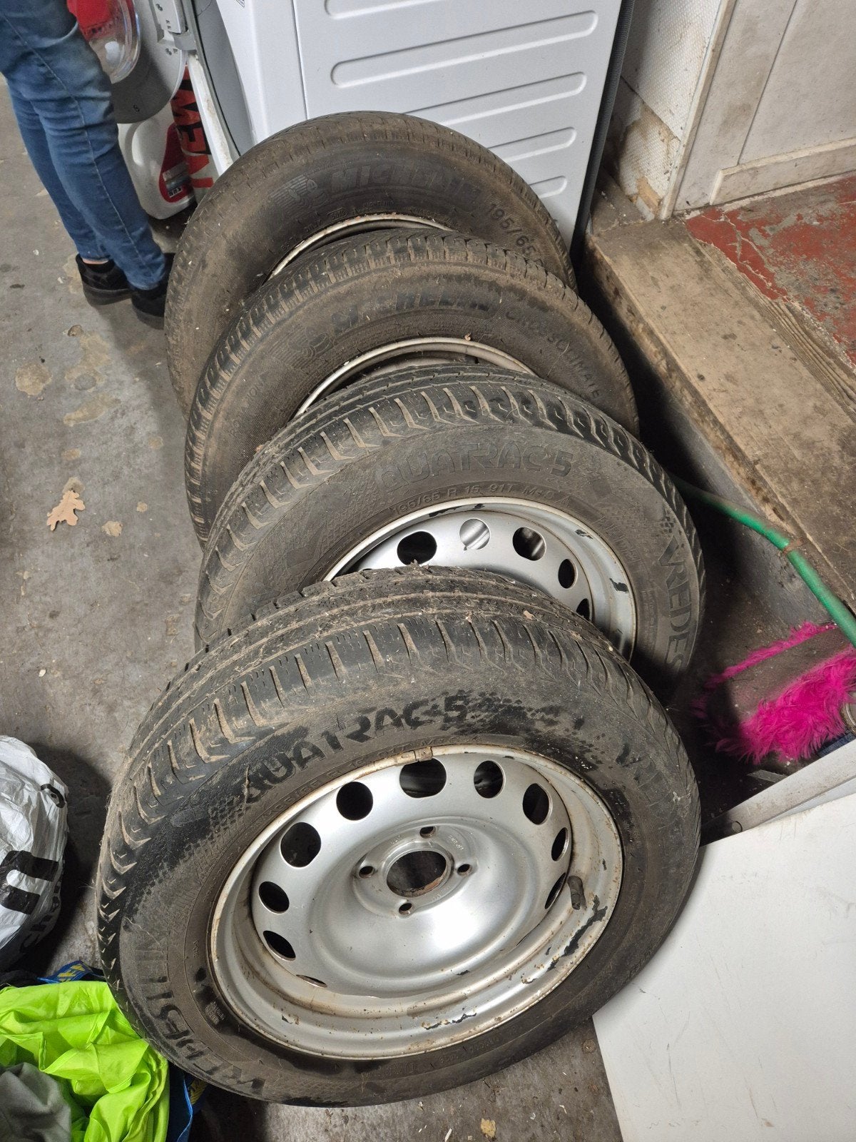 4x velgen met goede banden 195/65 R15, Autos : Pièces & Accessoires, Pneus & Jantes, Enlèvement, Pneu(s)
