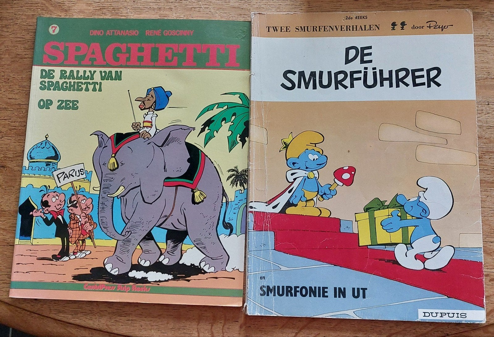 Lot van 10 vintage stripboeken o.a. Kuifje, Smurfen, Sleen, Ophalen