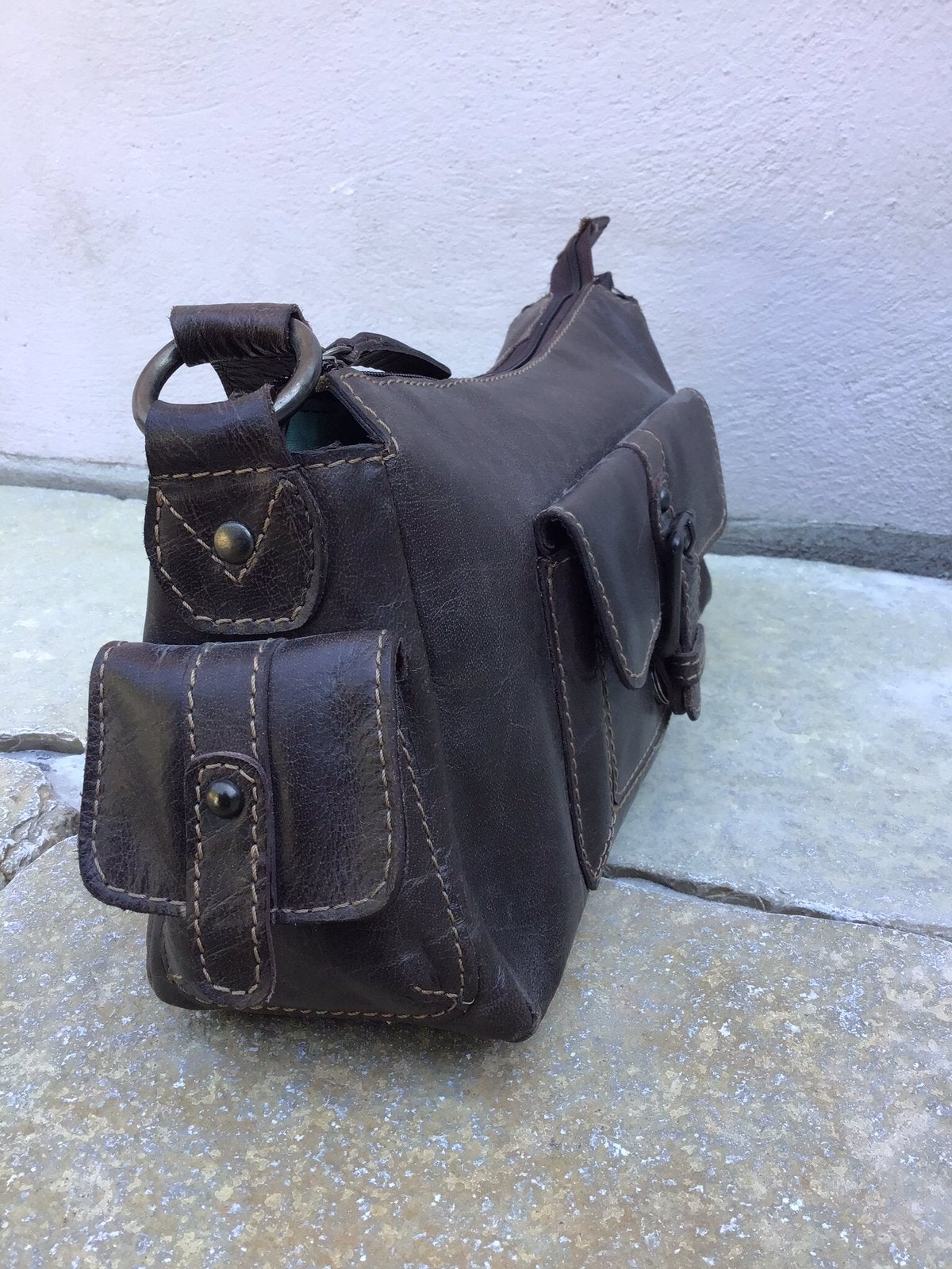Handtas leder, Handtassen en Accessoires, Ophalen of Verzenden, Gebruikt, Schoudertasje