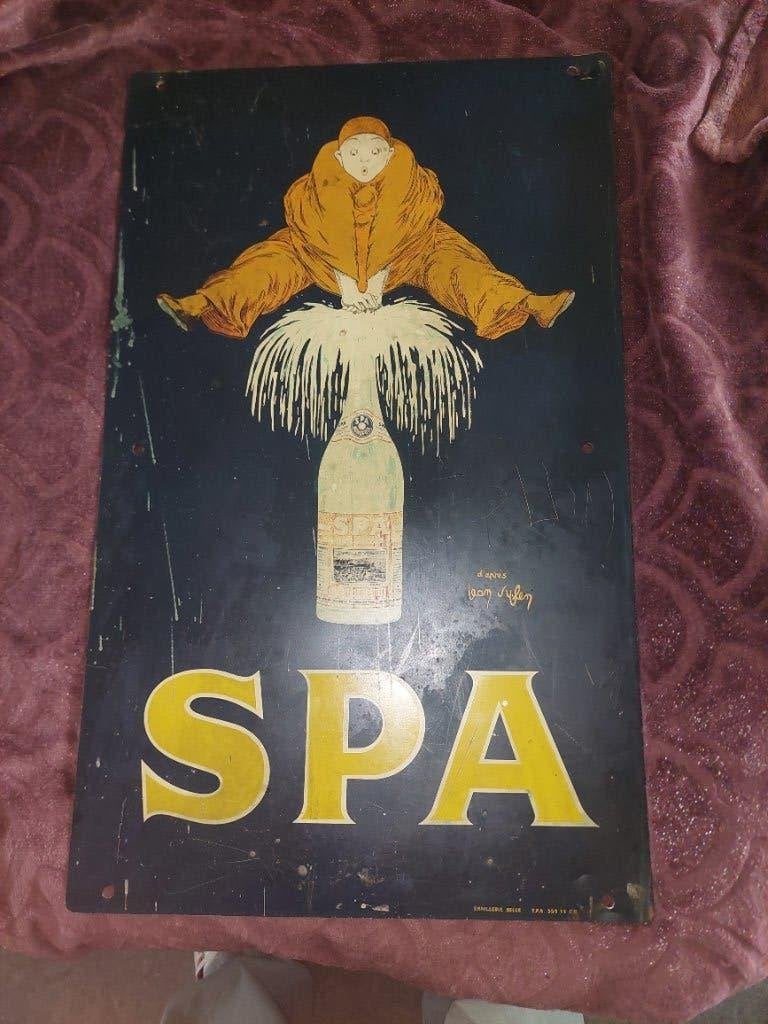 Spa reclamebord emallerie belge, Ophalen, Gebruikt, Reclamebord