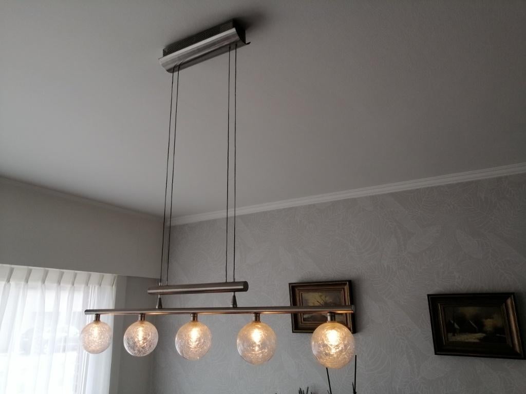 hanglamp living halogeen, Ophalen, Zo goed als nieuw, Glas, 75 cm of meer