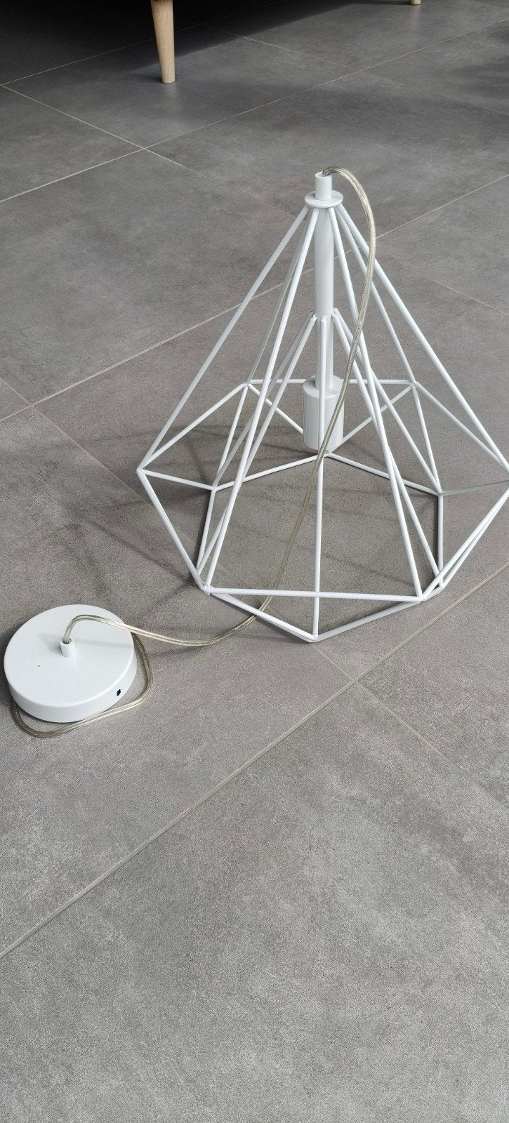 Hanglampen - Wit metaal draad - Industriële look, Wit, Zo goed als nieuw, Overige vormen, Ophalen