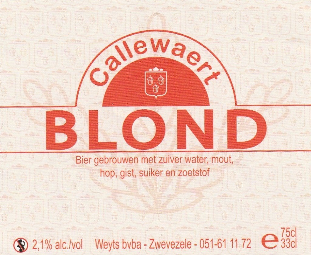 bieretiket België : Callewaert Zwevezele : blond, Envoi, Comme neuf, Autres types, Autres marques
