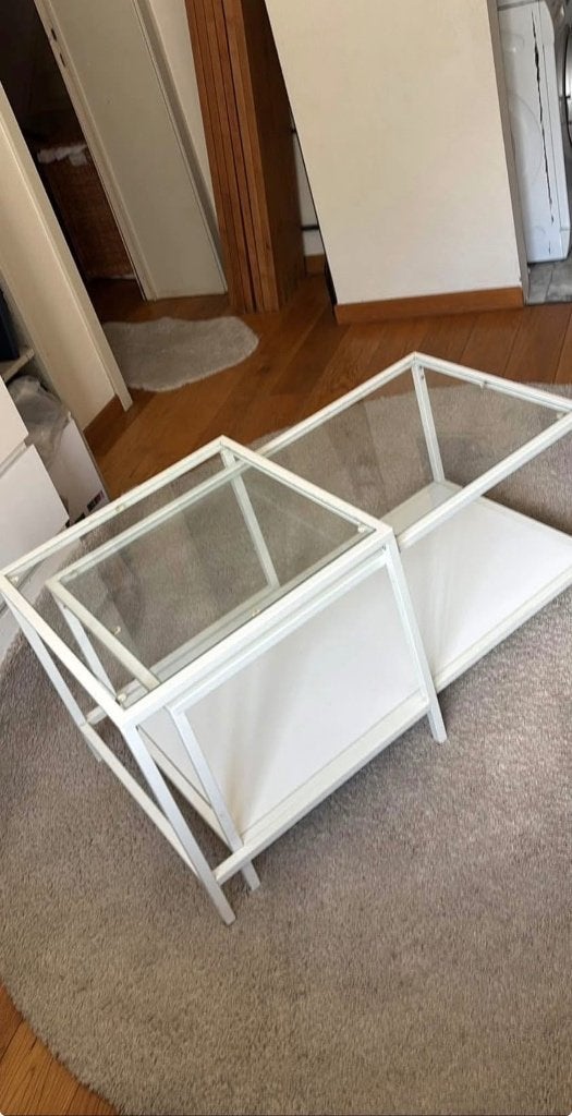 IKEA VITTSJO uitschuifbare salontafels, Huis en Inrichting, Ophalen, Gebruikt, Rechthoekig, Glas
