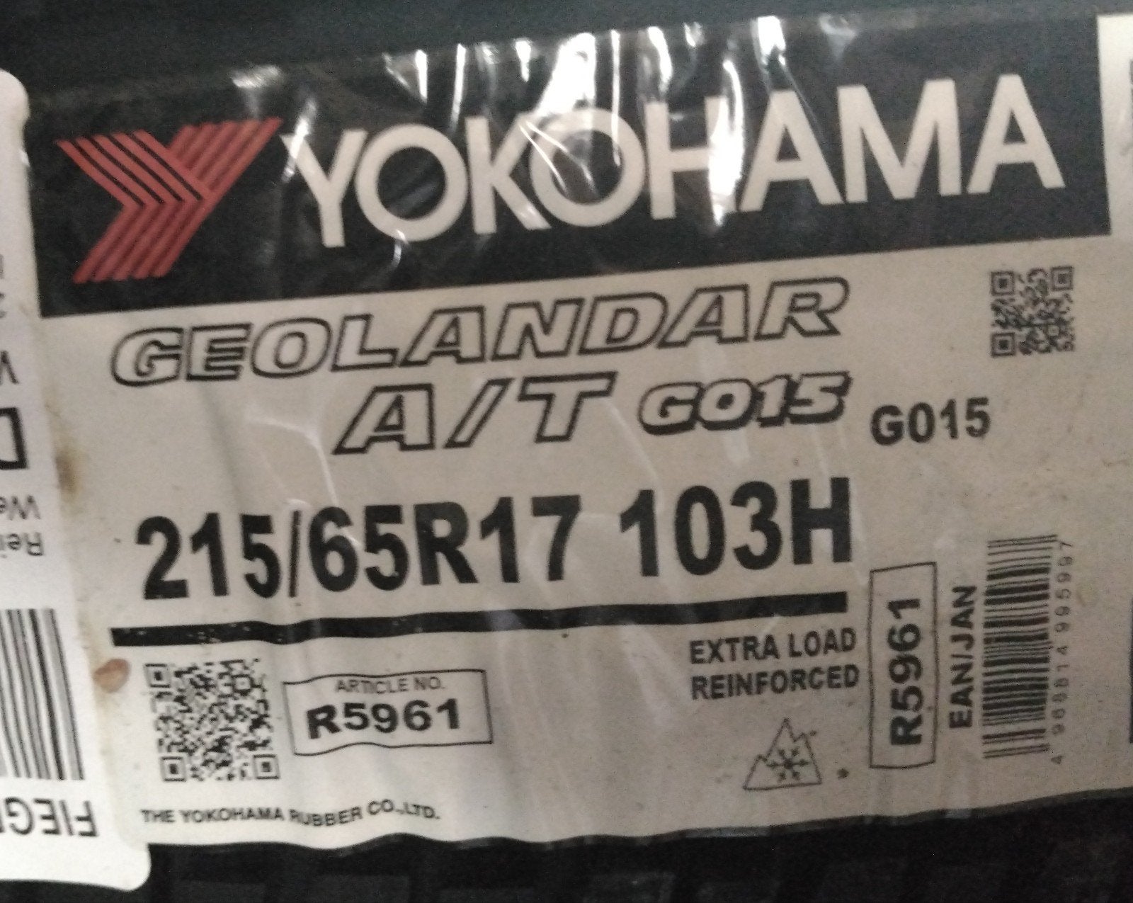 Yokohama Geolander 215/65R17, Autos : Pièces & Accessoires, Pneus & Jantes, Neuf, 215 mm, 4 Saisons, Enlèvement