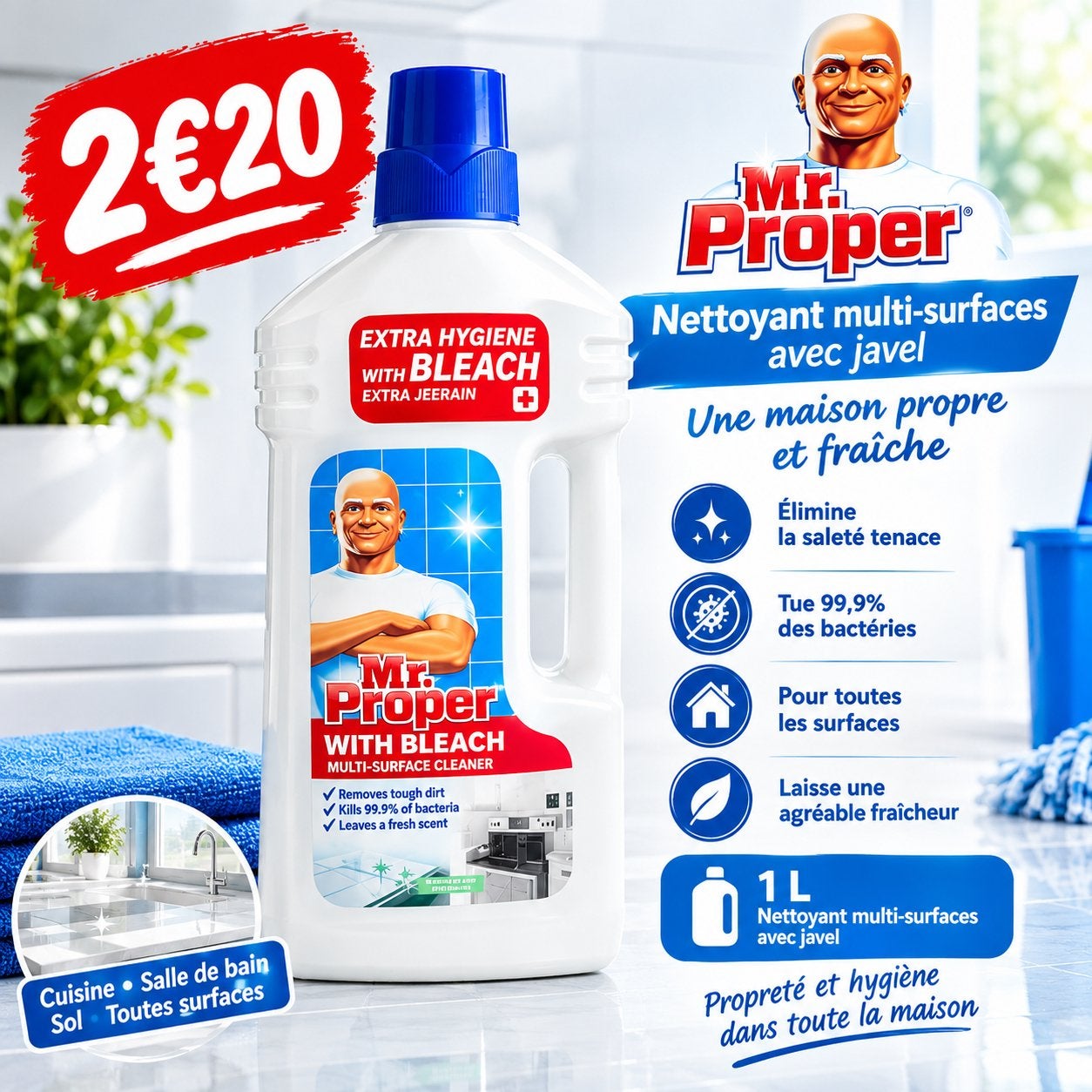 Mr propre 1L, Bijoux, Sacs & Beauté, Enlèvement ou Envoi, Neuf