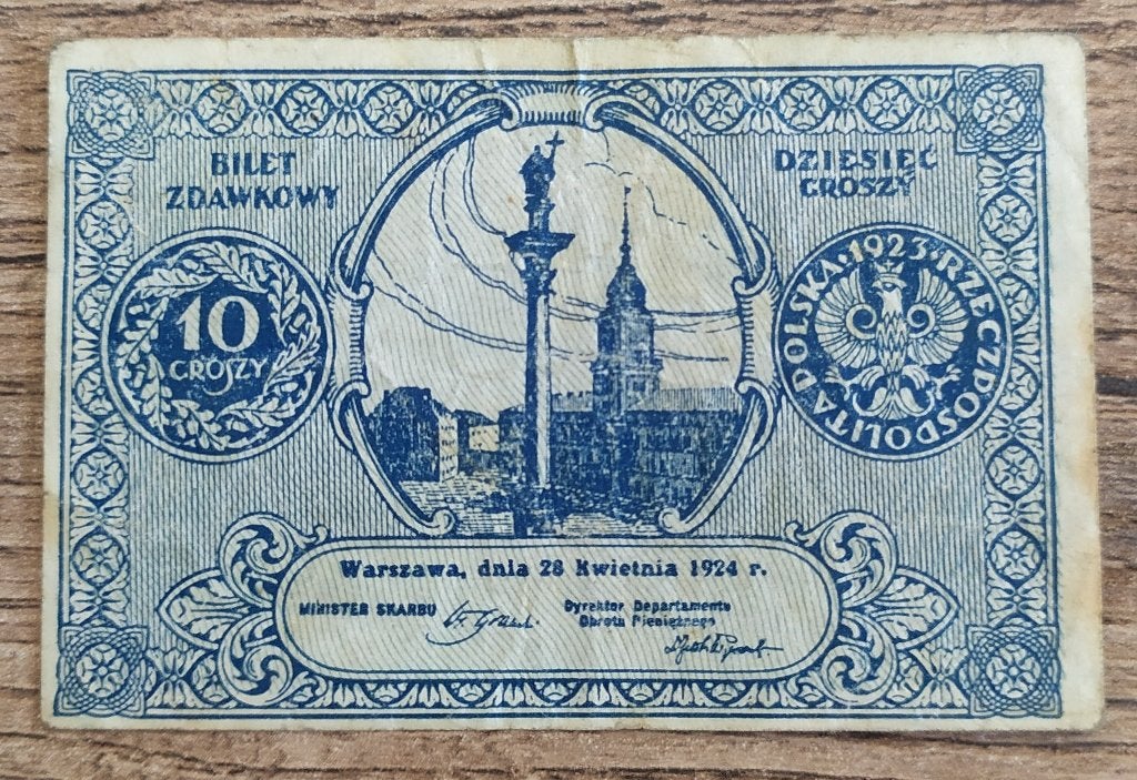 10 Groszys (10 Groszy) (0.10) Billet Zdawkowy 1924 - Polande, Enlèvement ou Envoi, Pologne, Billets en vrac