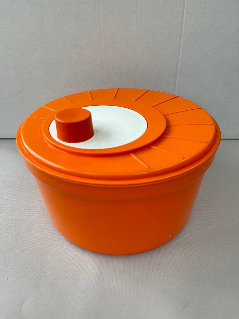 Vintage oranje slacentrifuge jaren 70 – retro keuken – klein, Kunststof, Ophalen of Verzenden, Overige merken, Oranje