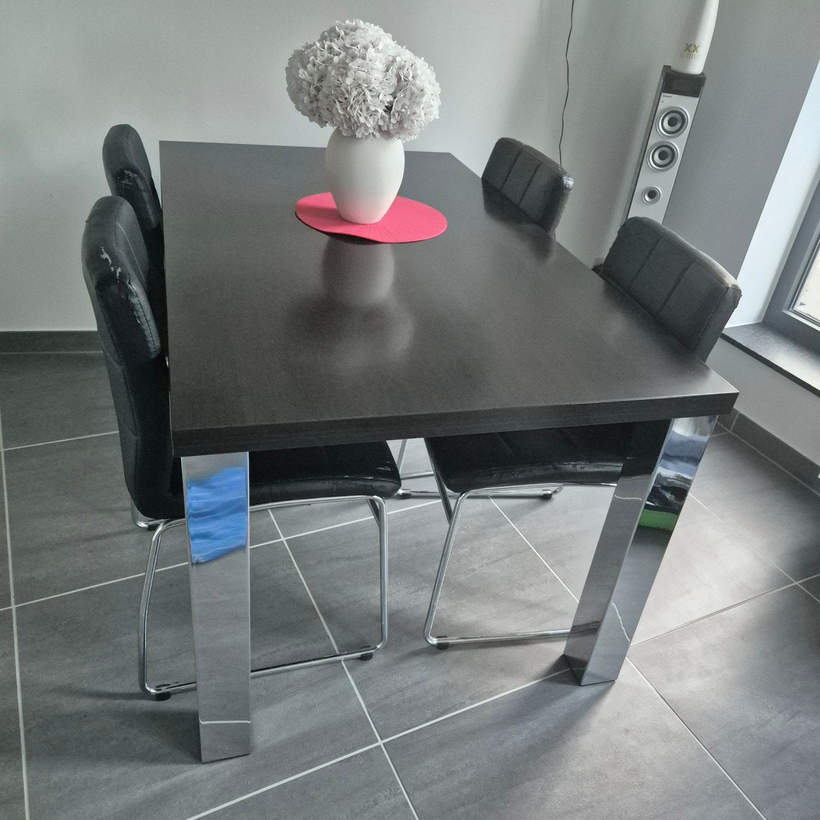 Tafel met 4 stoelen, Huis en Inrichting, Ophalen, Gebruikt, 100 tot 150 cm, 50 tot 100 cm