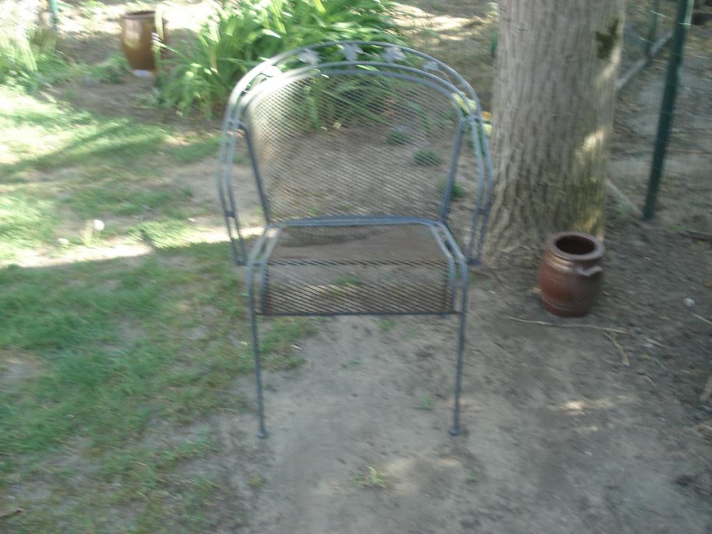 4   ijzeren tuinstoelen met smeedwerk, Ophalen, Gebruikt, Metaal, Stapelbaar